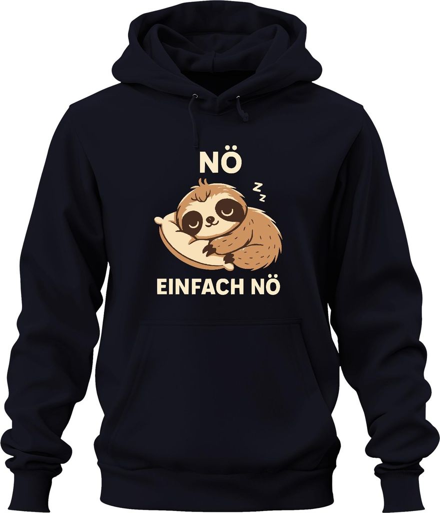 Faultier Schlafend NÖ EINFACH NÖ Süß Faul Geschenk Lustig Kinder Uni Hoodie Kapuzenpullover, Navy, XXL