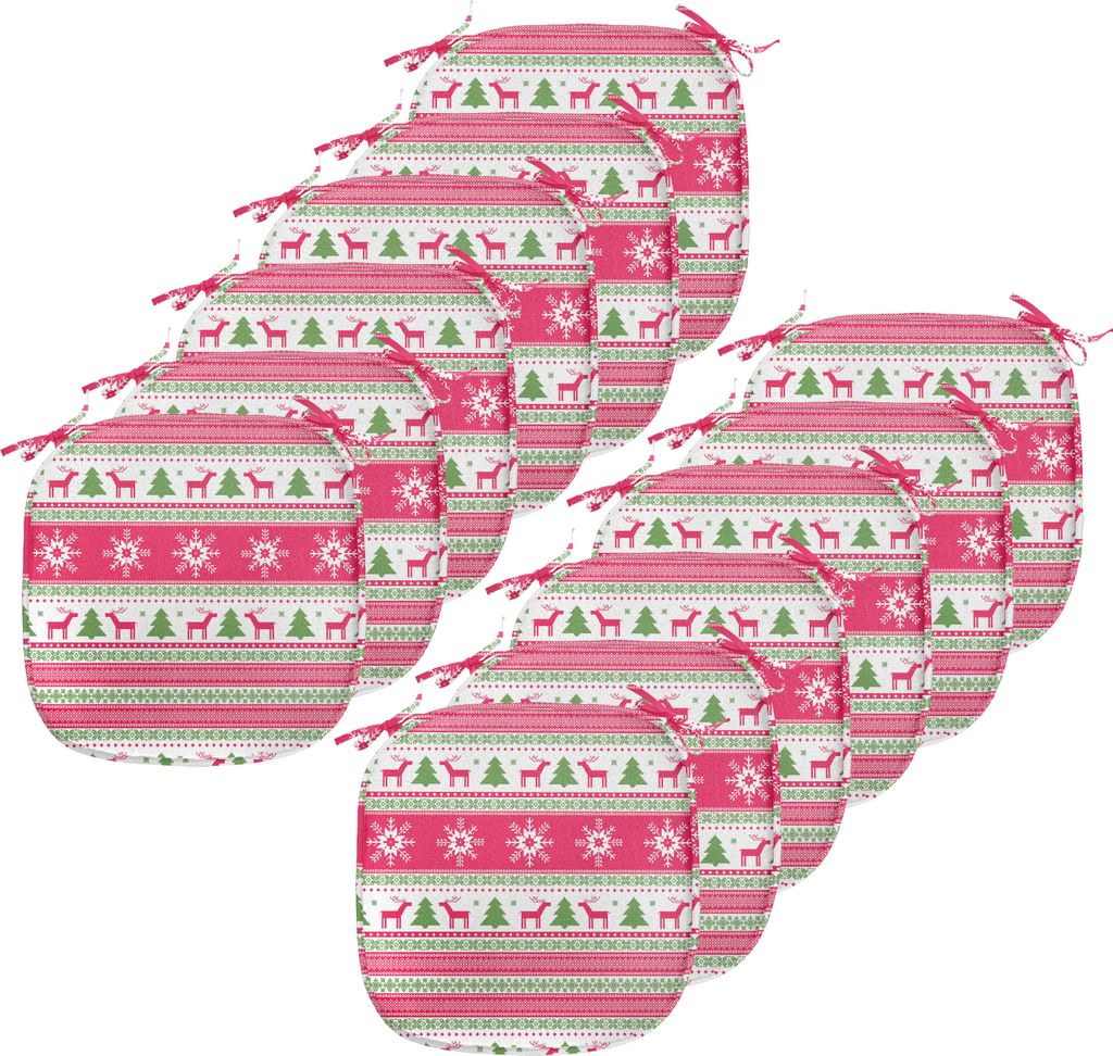 ABAKUHAUS nordisch Polster für Esszimmerstühle, Needlework Stil Weihnachten, Dekoratives wasserfestes Kissen mit Riemen für Küchensitze, 40 cm ...