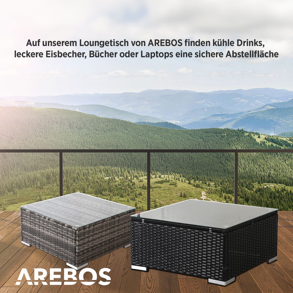 AREBOS Poly-ratanový stolek | Černá | Zahradní stolek Obrázek produktu 5