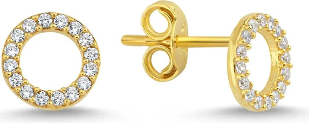 Boucles d'oreilles rondes en argent 925 sterling plaqué or jaune 18k