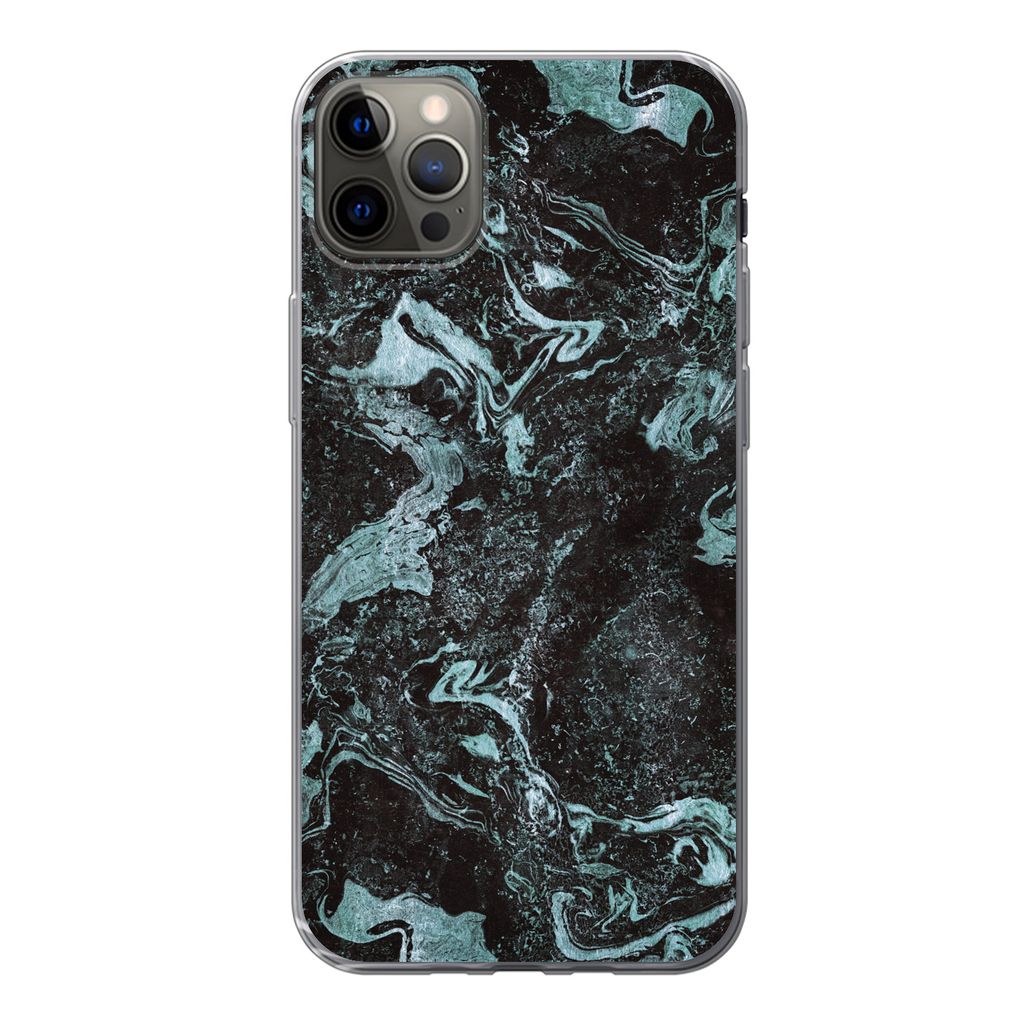 MuchoWow Handyhülle Schutzhülle Hülle für iPhone 12 Pro Max Marmor - Naturstein - Luxus Silikon Softcase Handy Hülle - Hartschale
