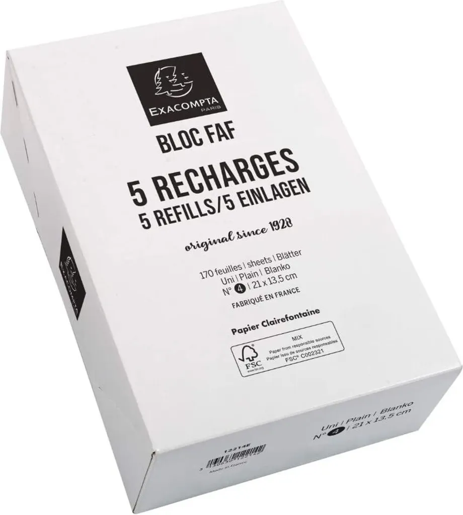 Ricarica Blocco FAF Exacompta n.4 - Box 5 Pezzi 21x13,5cm
