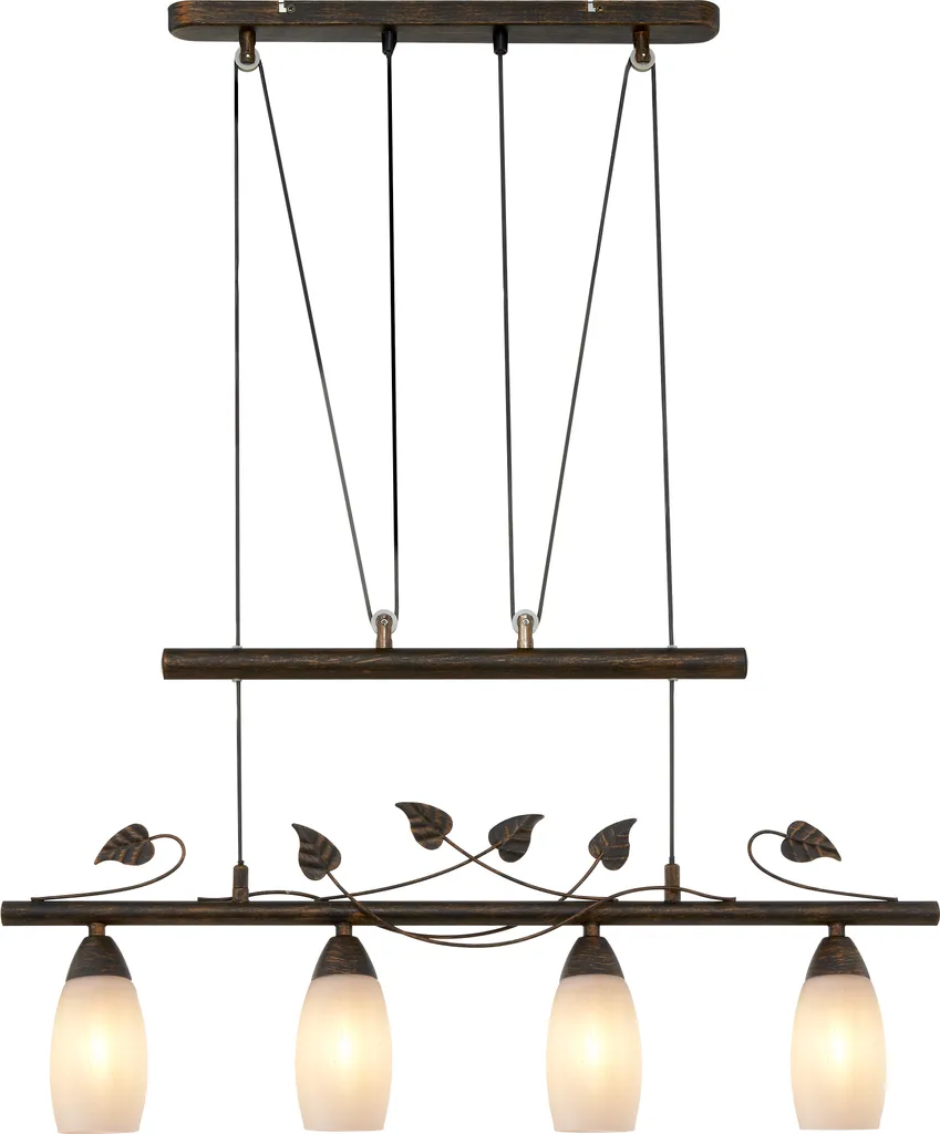 Éclairage de salon industriel métal rouillé 4 feux E14 par Globo Lighting