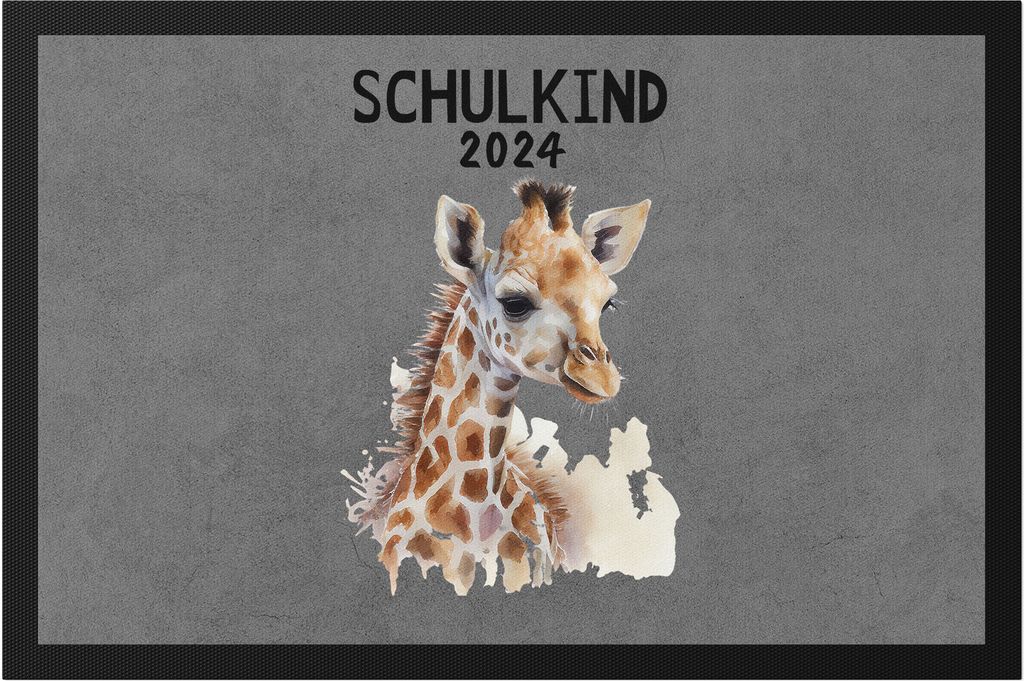 Schulkind 2024 Giraffe Fußmatte Süßes Eichhörnchen Einschulung Geschenk Schulanfang Schuleinführung