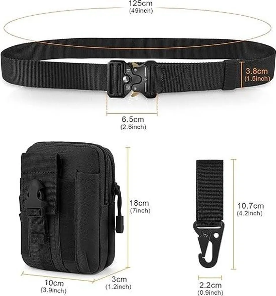Ceinture tactique anti-glisse avec boucle rapide métal pour homme