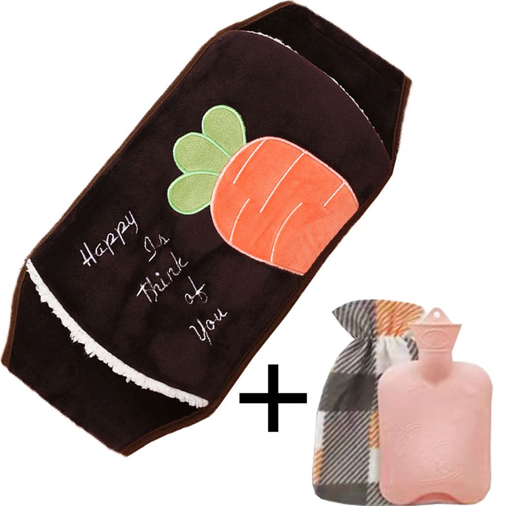 1 Set 1000 ml Heißwasserflasche Set Cartoon Bild Starker Adhäsion warmer Wasserbeutel mit Taillenabdeckung für Büro-W