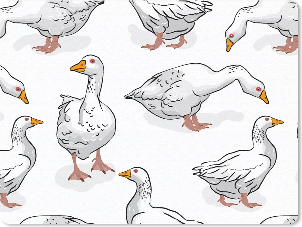 MuchoWow Mauspad Mousepad Muster - Vogel - Gans 23x19 cm - Mousepads - Maus Mat - Pad - Mausunterlage - Schreibtischunterlage - Mauspad