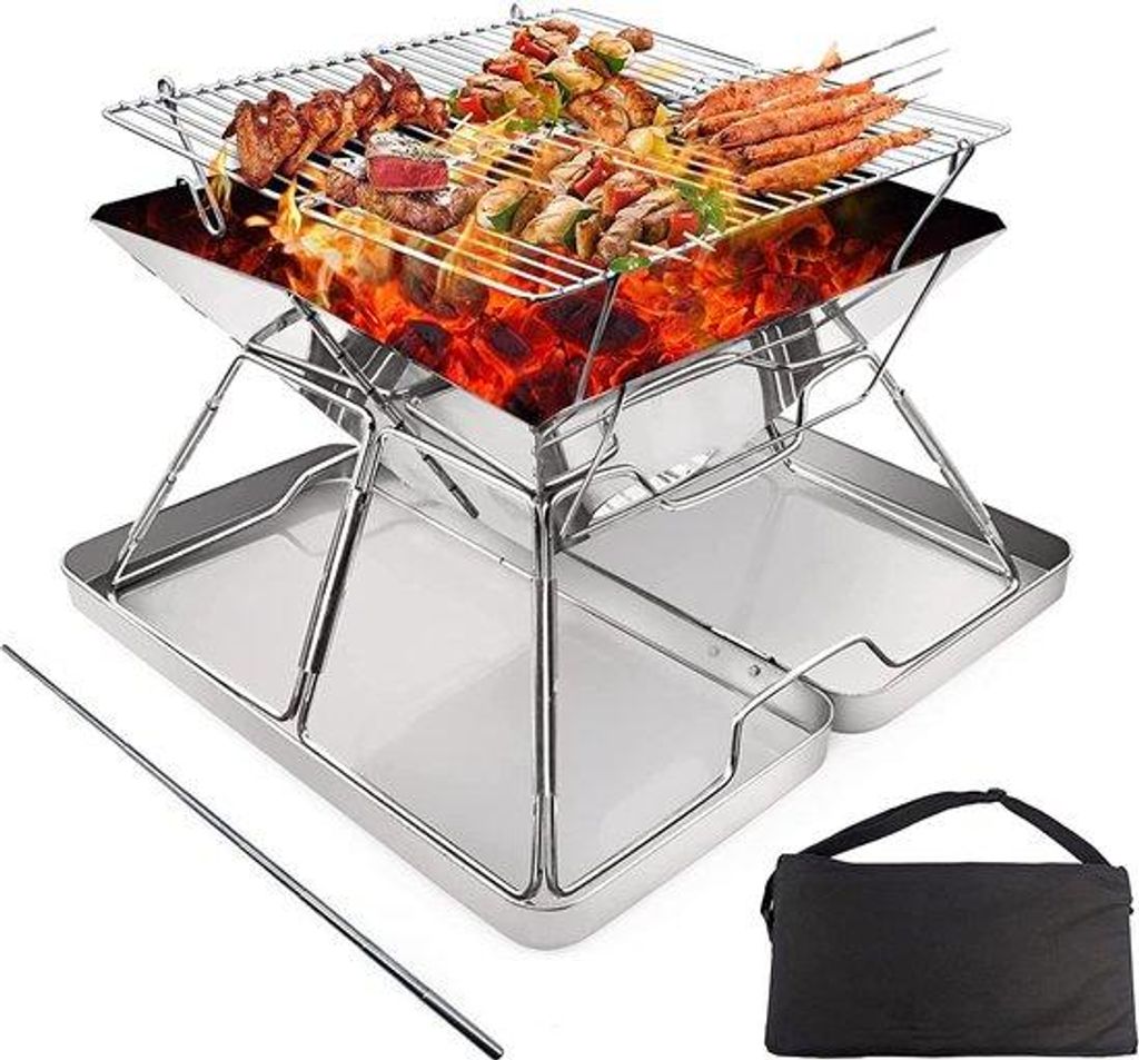 Portable Holzkachel, rostfreies Stahl, Campinggrill, falten, für Zelten, Zeltleben, Picknicken.