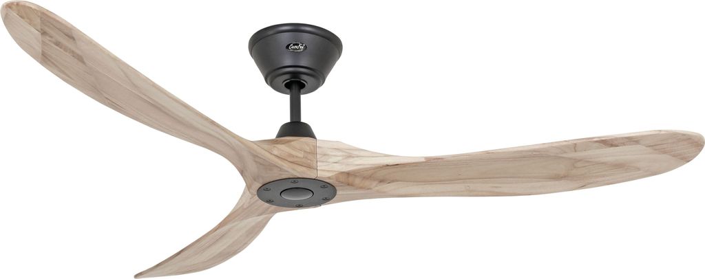 Energiespar Deckenventilator mit Fernbedienung Eco Genuino Matt Schwarz / Holz Natur 152 cm
