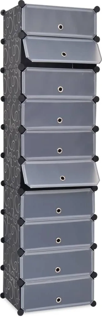 Organiseur chaussures 10 compartiments pliable en tissu noir résistant
