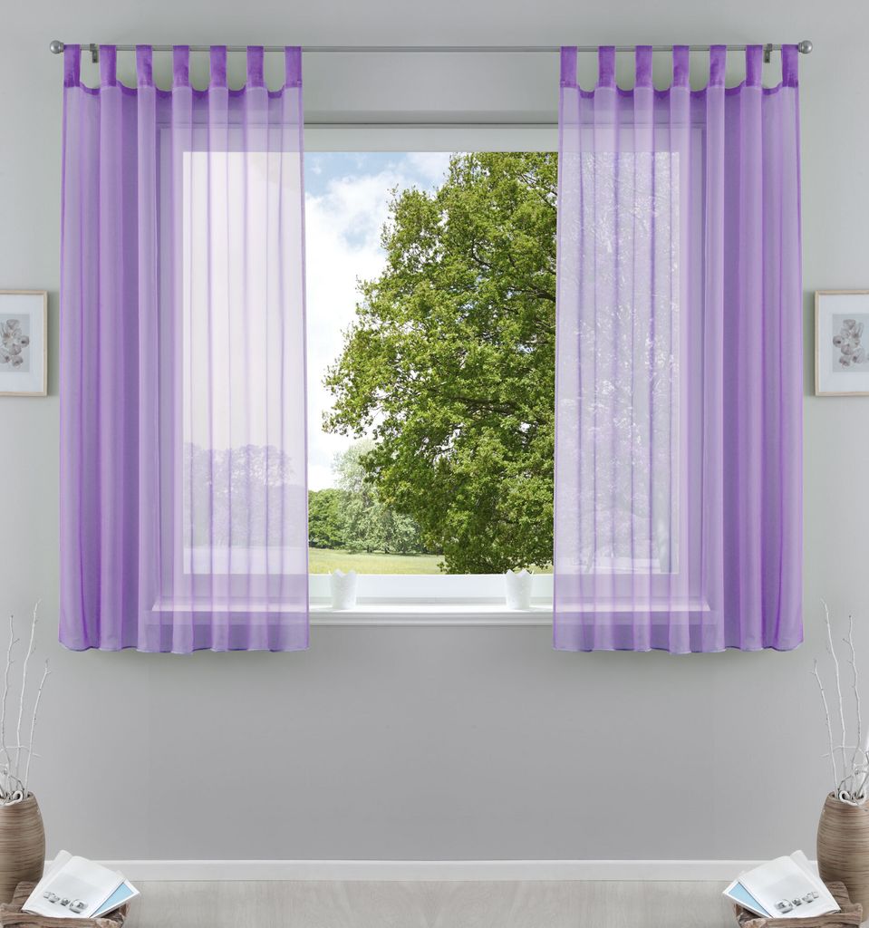2er-Pack Gardinen Transparent Vorhang Set Wohnzimmer Voile Produktbild 