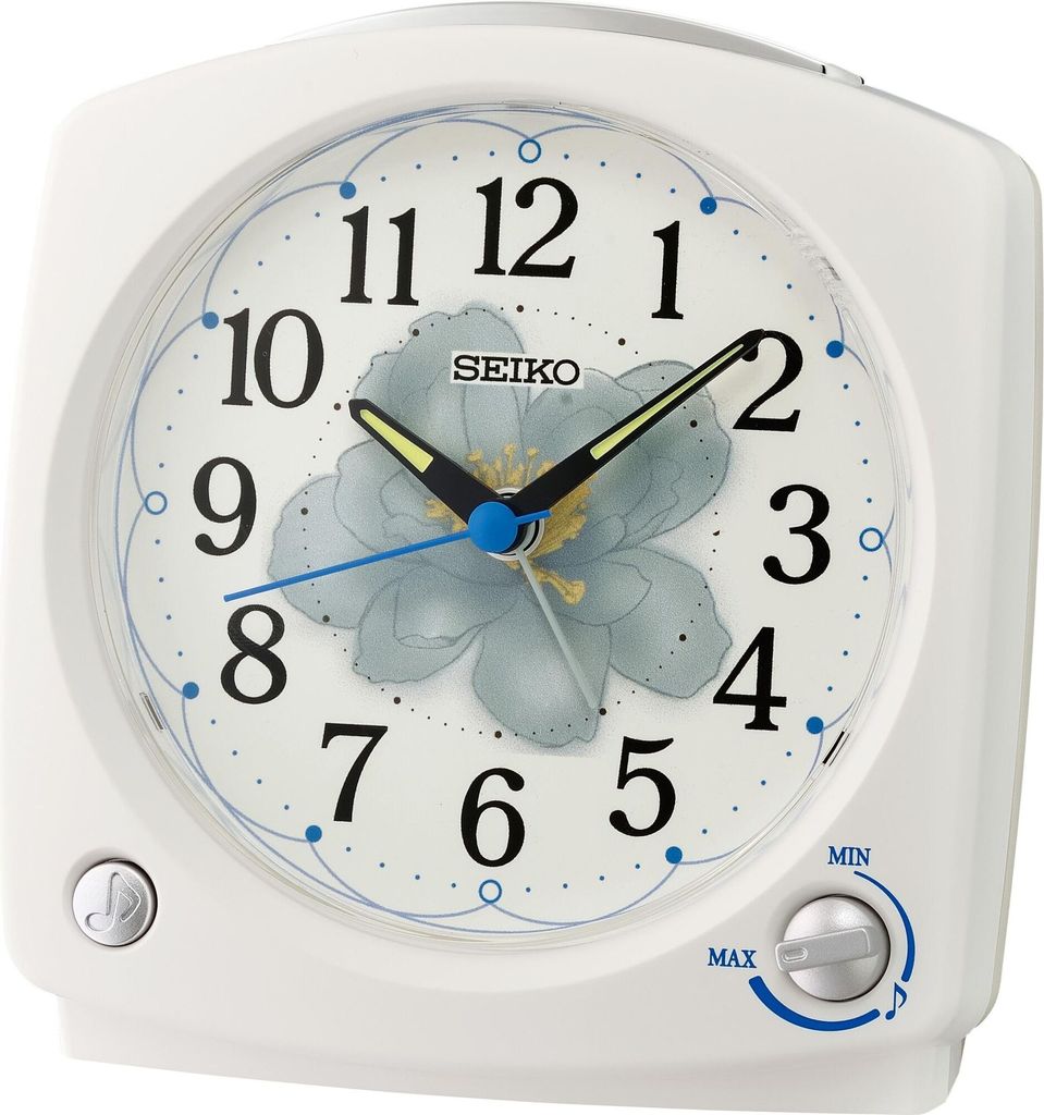Seiko QHP012W Réveil avec chant d'oiseau blanc Image du produit 