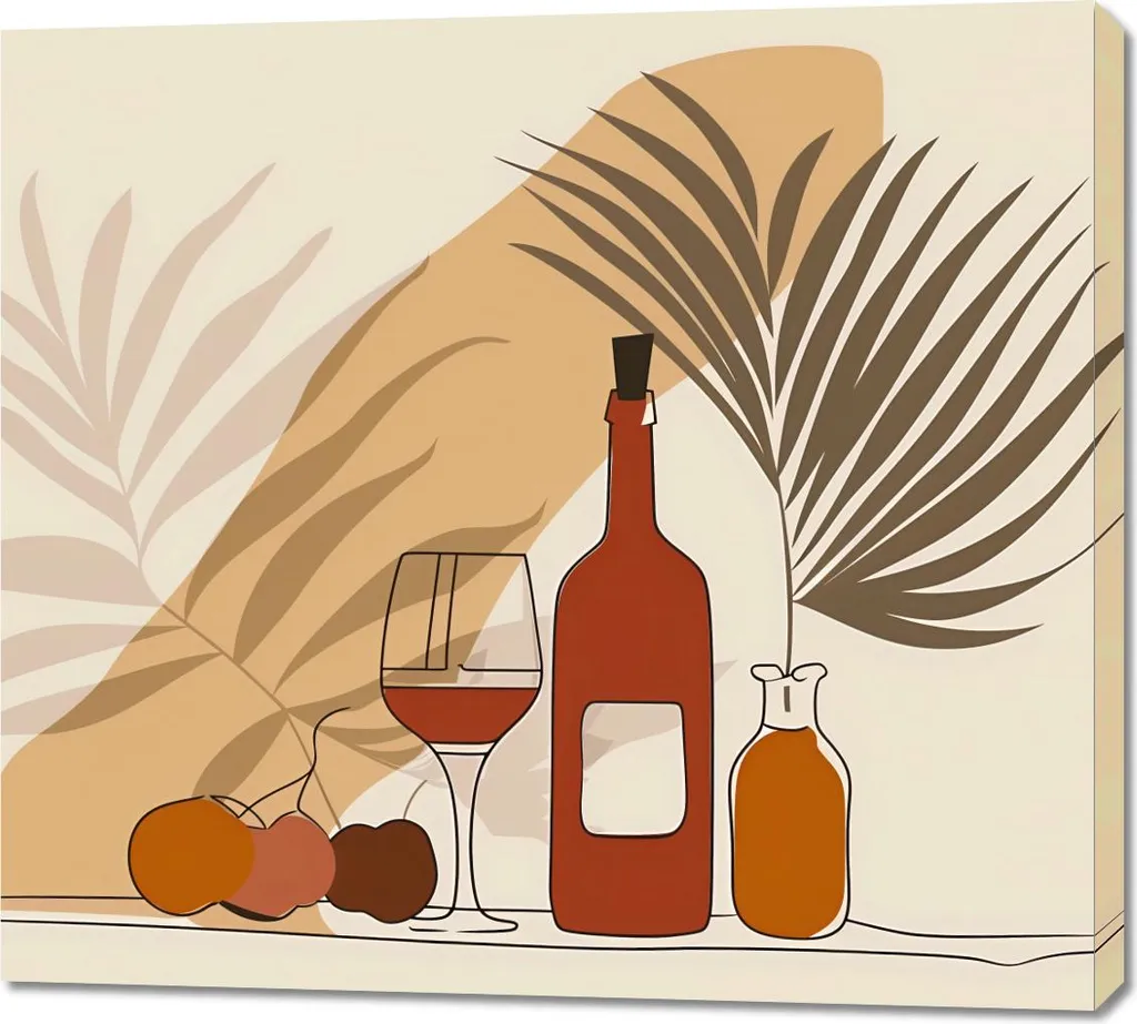 Quadro 100x90 cm Vino alle Palme | Stampa su Tela per Cucina e Bar