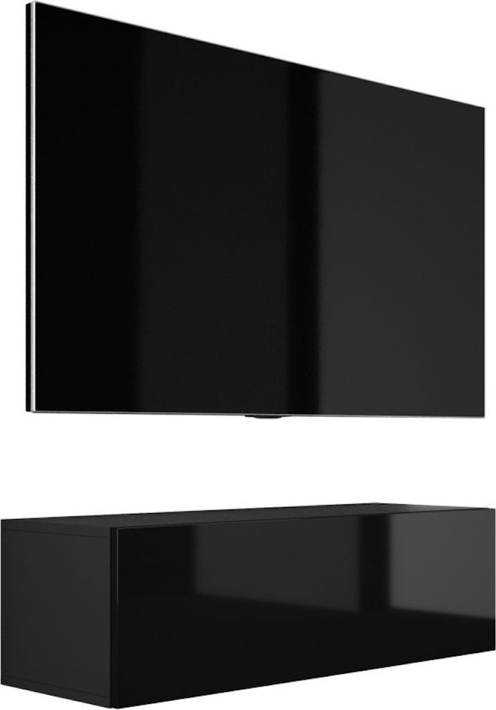 TV-SCHRANK : Mattschwarz / Schwarz Glanz, 100 x 34 x 32 cm