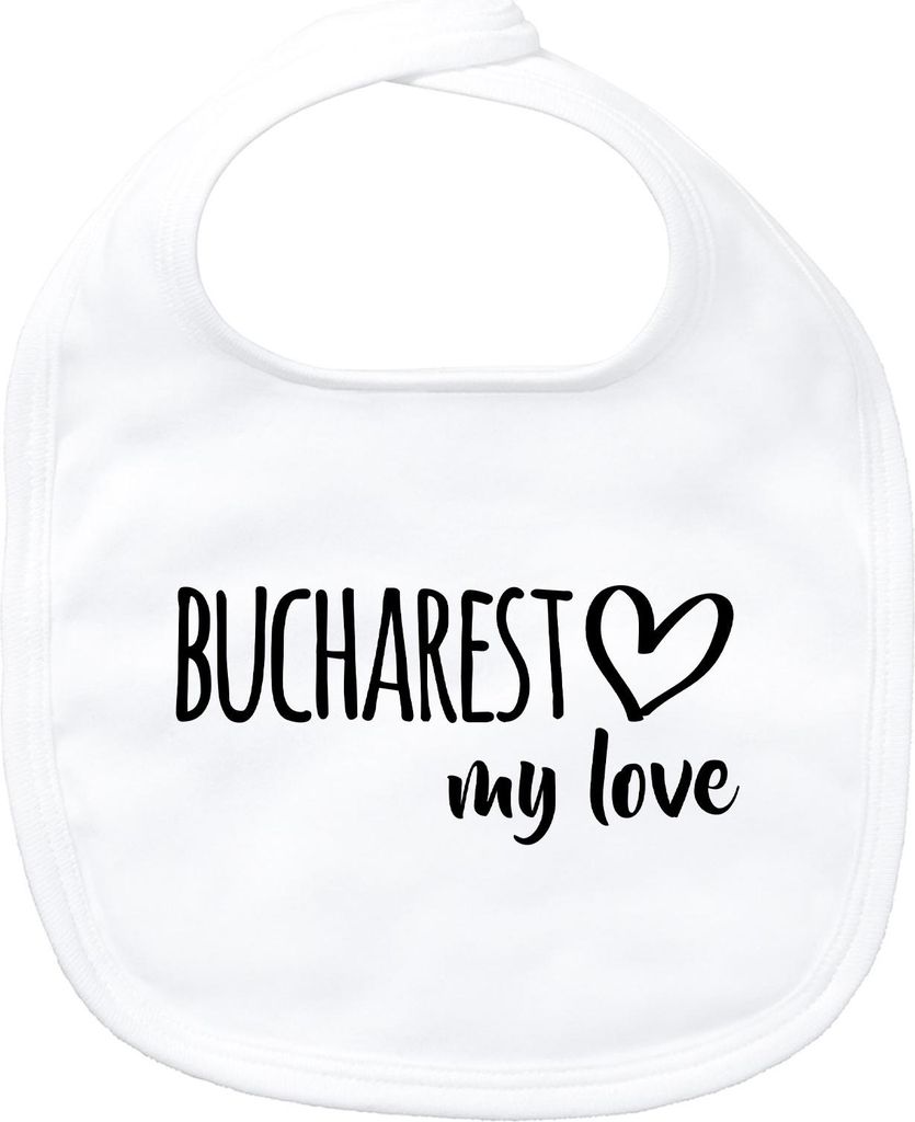 Huuraa Baby Lätzchen Bucharest my love White Klettverschluss Baumwolle Latz Geschenkidee