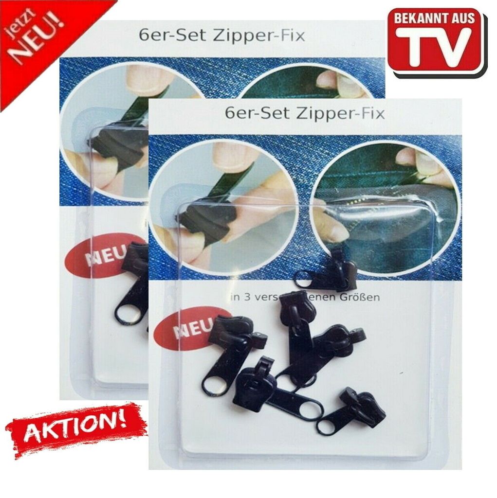 12er Set Zipper-Fix Schieber Zipper Reißverschluss Reparatur Set in 2 Größen 