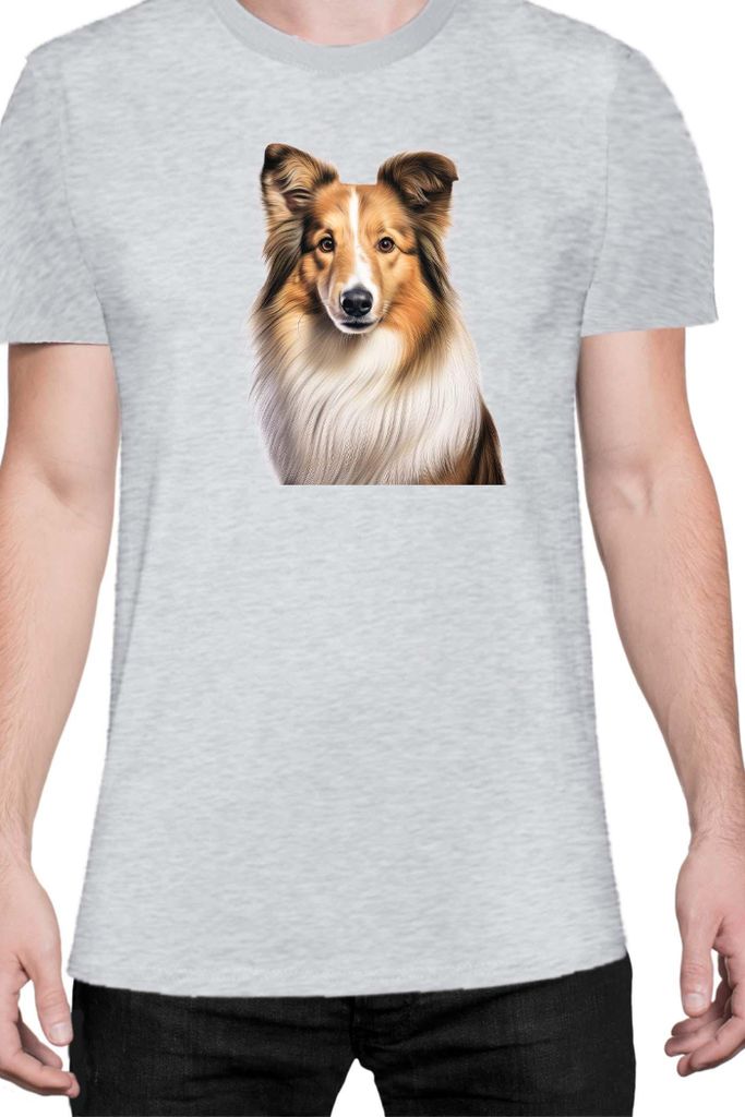 Herren T-Shirt Dogs Breeds Australian Shepherd Dog Breed 005, Man XL / Grau