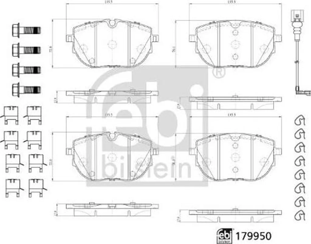 Plaquettes de frein FEBI 179950 pour Transporter VI remplace 7LA698151