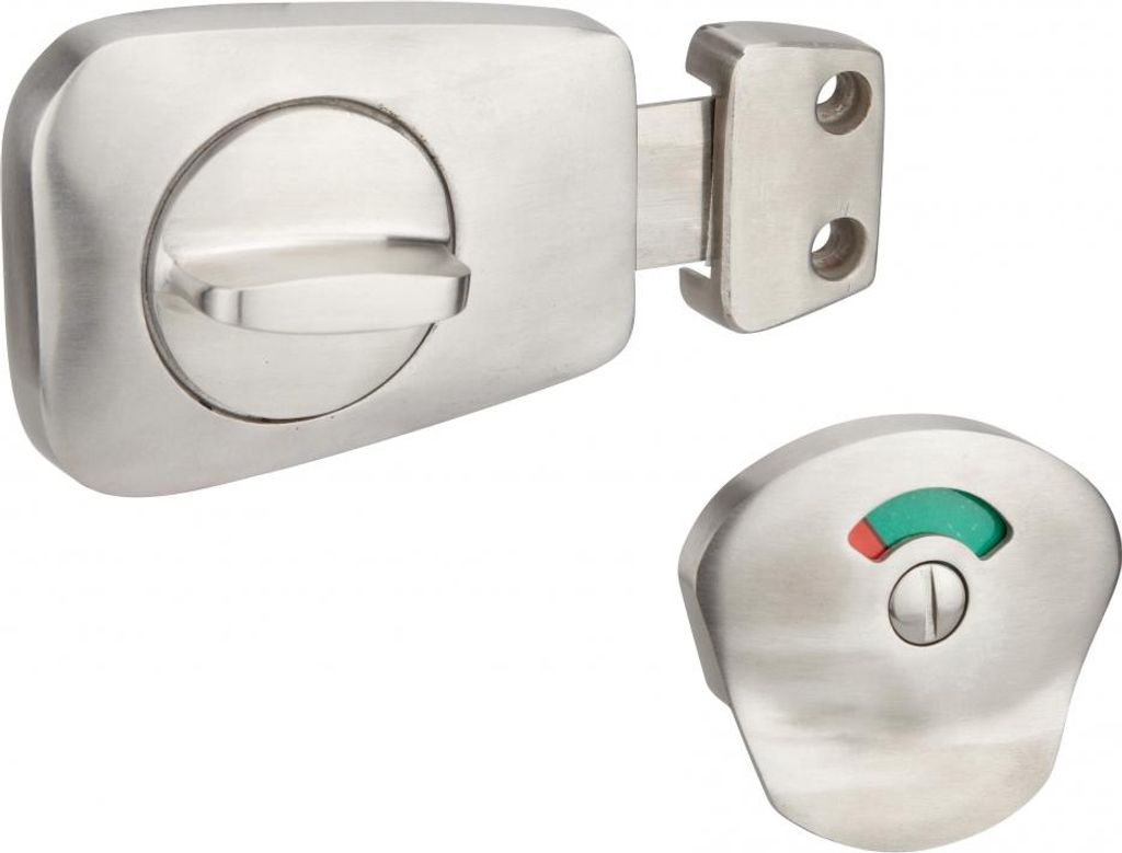 Verrou à voyant pour WC, pour porte de 40mm, inox brossé - Image du produit 