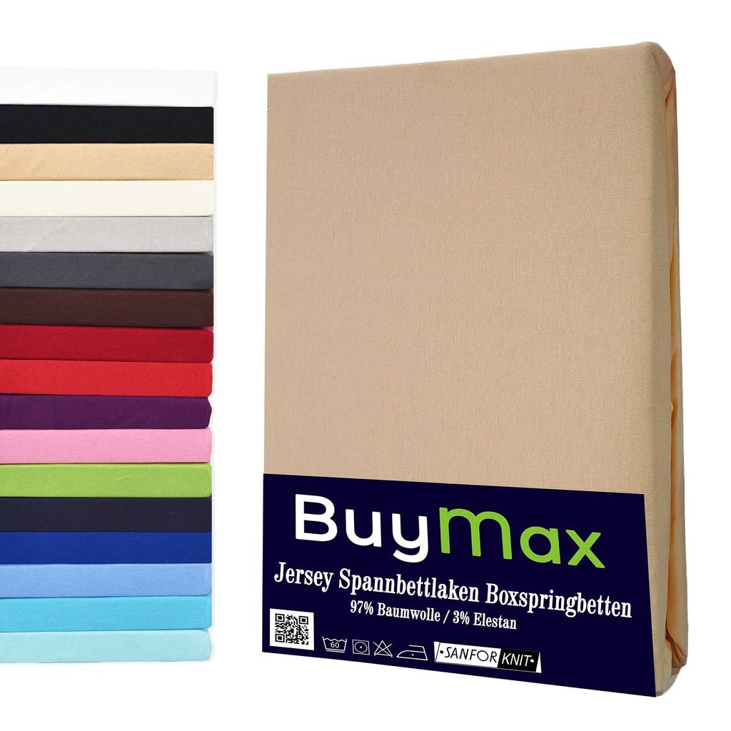Buymax Spannbettlaken Wasserbettlaken Jersey Wasserbett Boxspringbett 180x200-200x220 cm 160g/m² Farbe: Sand