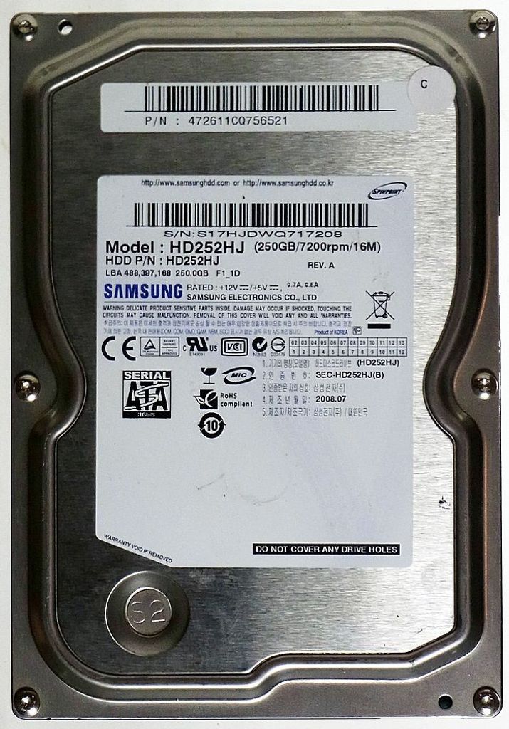 250GB HDD Samsung HD252HJ SATA ID13377