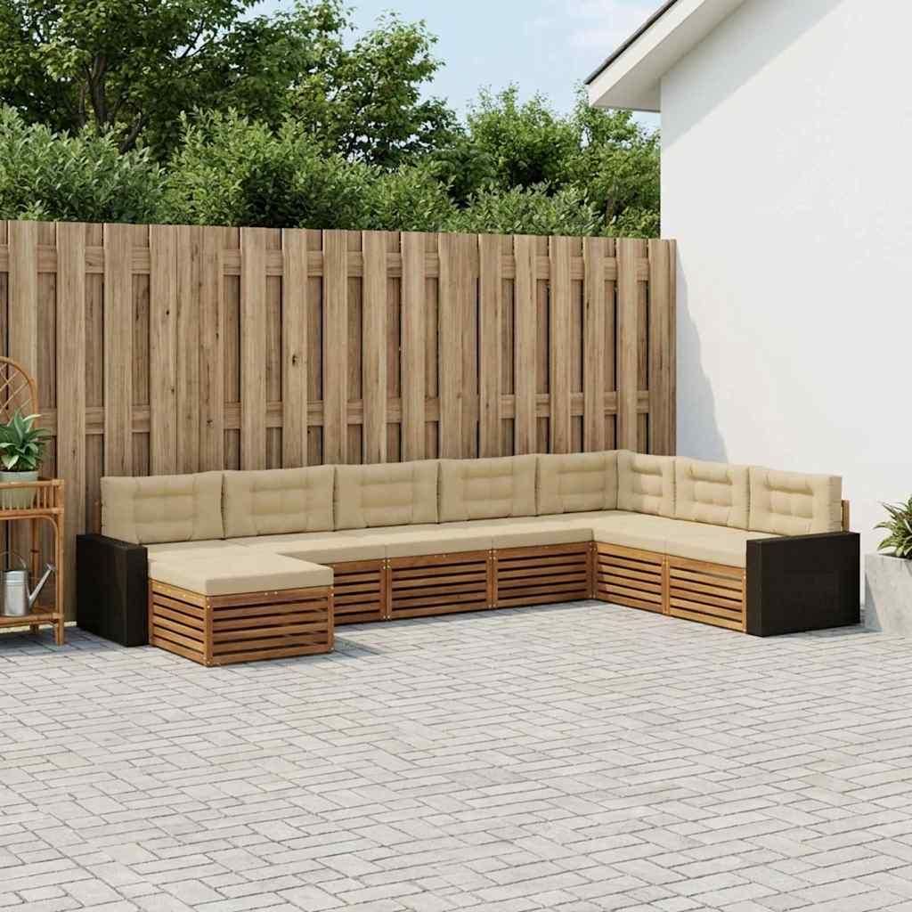 Möbel Outdoor-Sofagarnitur mit Kissen 8 pcs Natur und Produktbild 