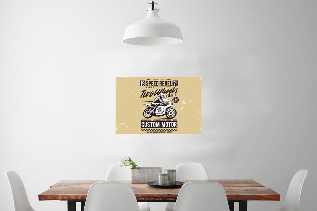 MuchoWow Poster Motorrad - Vintage - Zeichnung - Zitat 90x60 cm - Schlafzimmer