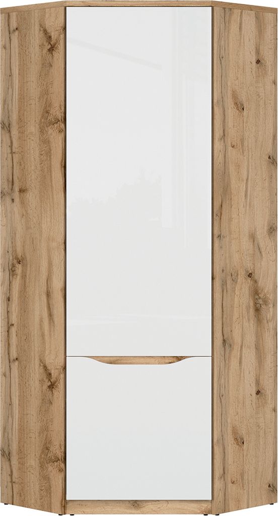 Schrank June mit 1 Tür, Weiß und Holzoptik, 198cm