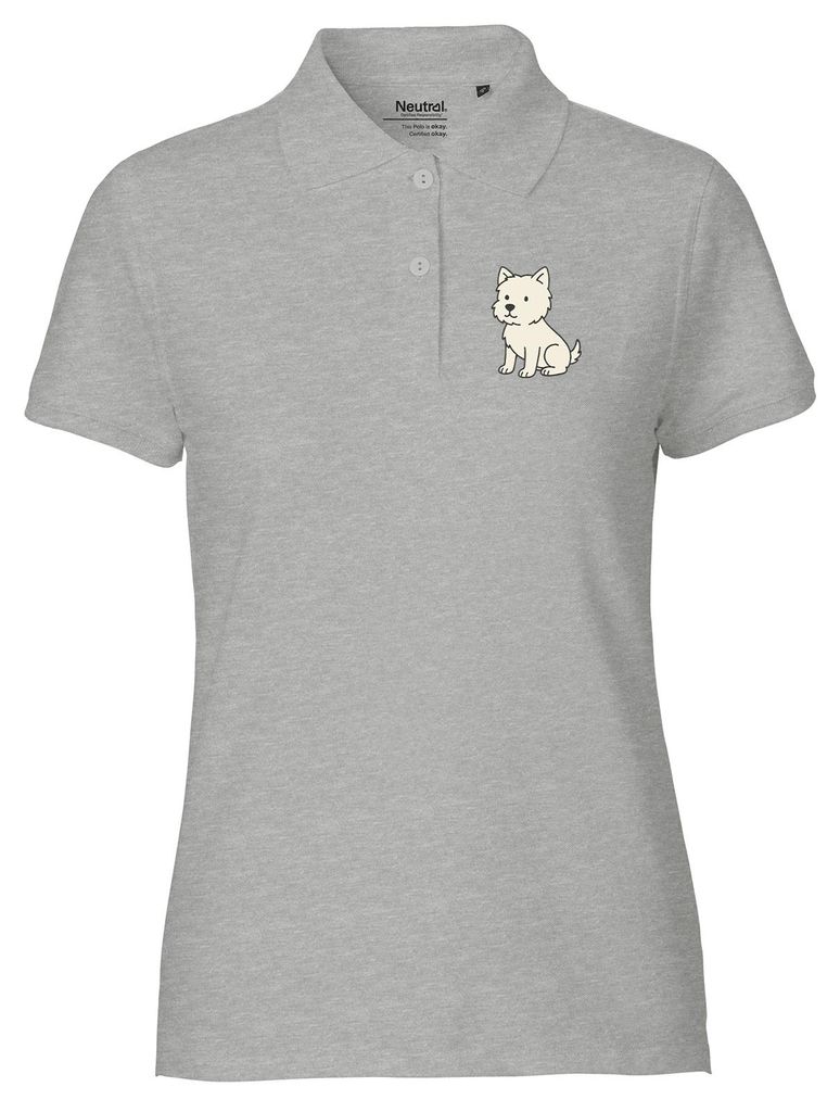 Huuraa Damen Polo Shirt West Highland White Terrier Comic Westie S Sport Grey Bio Baumwolle Fairtrade Poloshirt Geschenkidee