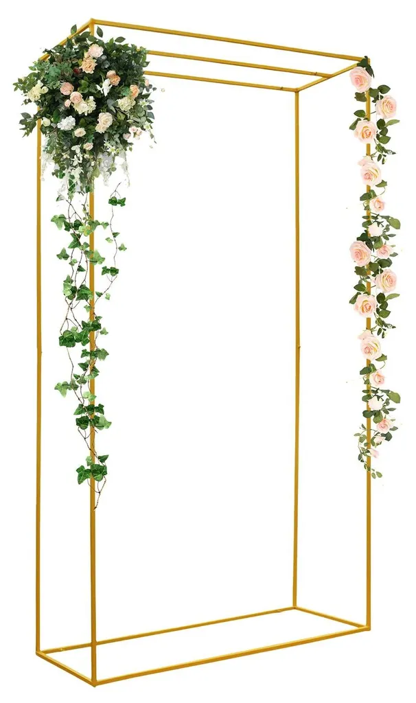 Arche de mariage carrée en métal doré 1,62 x 2,8m structure robuste