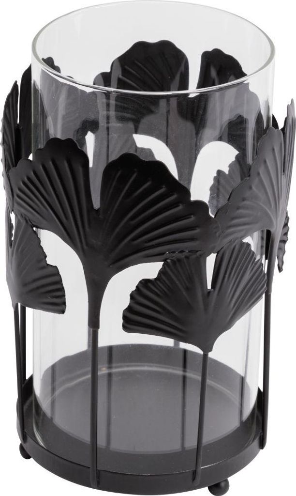 TrendLine Deko Windlicht Metall 16 cm schwarz Gingko Produktbild 
