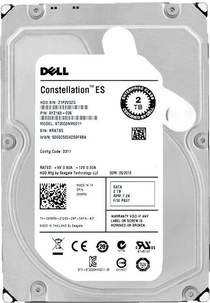 Festplatte Dell 2TB ST2000NM0011 64MB Cache 7200Rpm Sata III 3,5" Zoll 0835R9