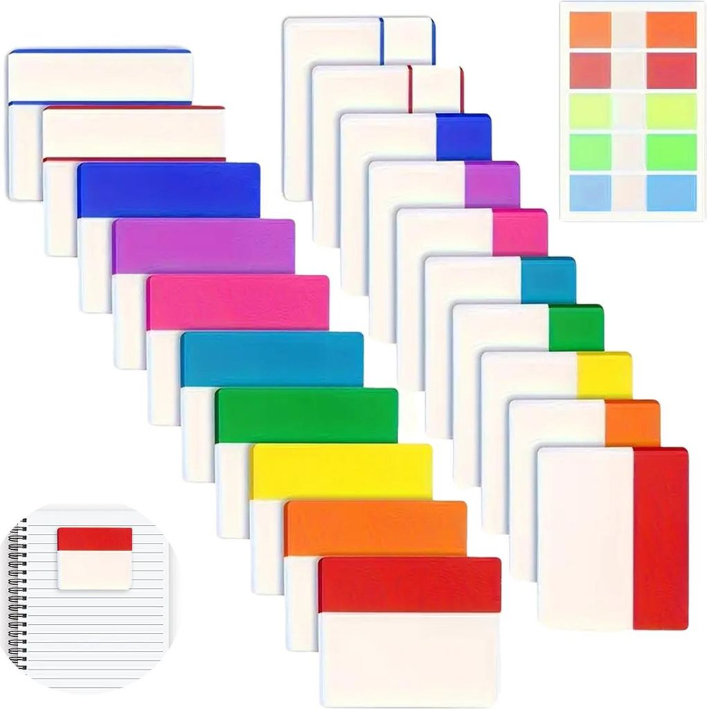 Packung mit 480 Klebestreifen, 5,3 x 4 cm große Registerkarten, farbige Seitenmarkierungen, wiederablösbare Klebestreifen für Bücher, Ordner un...