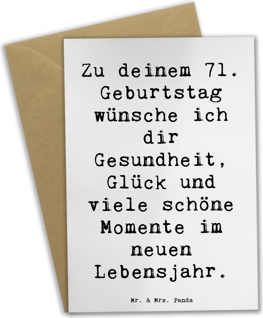 Mr. & Mrs. Panda Klappkarte Spruch 71. Geburtstag - Weiß - Geschenk, dankeskarten, einladungskarten, hochzeitskarten, osterkarten, Alter, Geburtst...