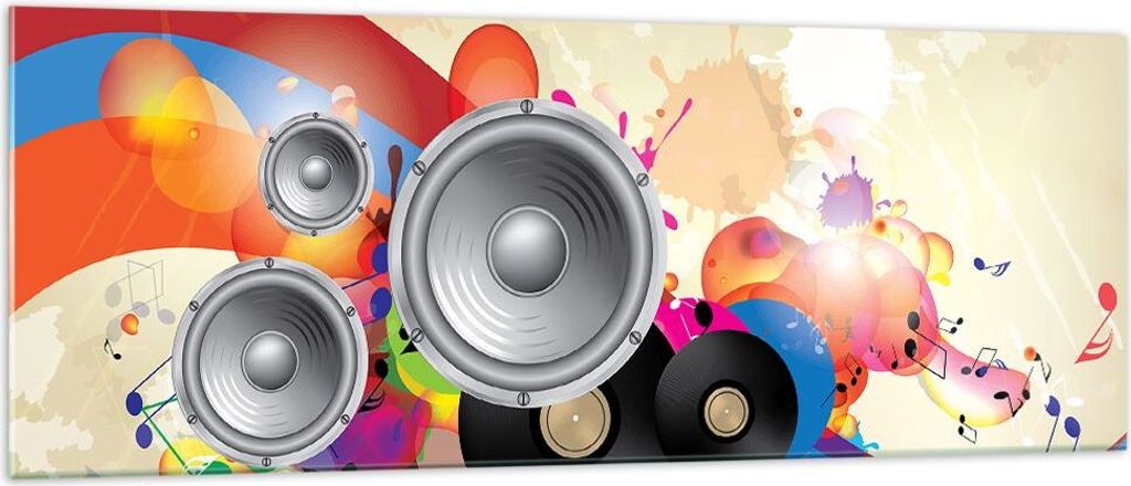 Bilder auf glas - Musik abstrakt Komposition Dekoration - 140x50cm - Glasbilder - Wandbilder - Kunstdruck - Wanddekoration aus Glas - Glas Bilder -...