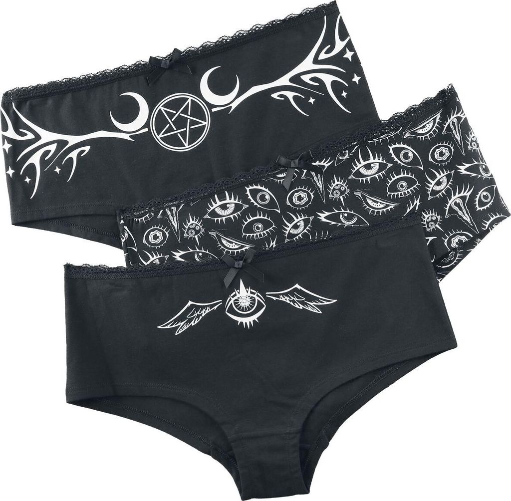 Gothicana by EMP Damen schwarzes Panty-Set (2er-Pack) mit weicher Baumwoll-Mischung XXL
