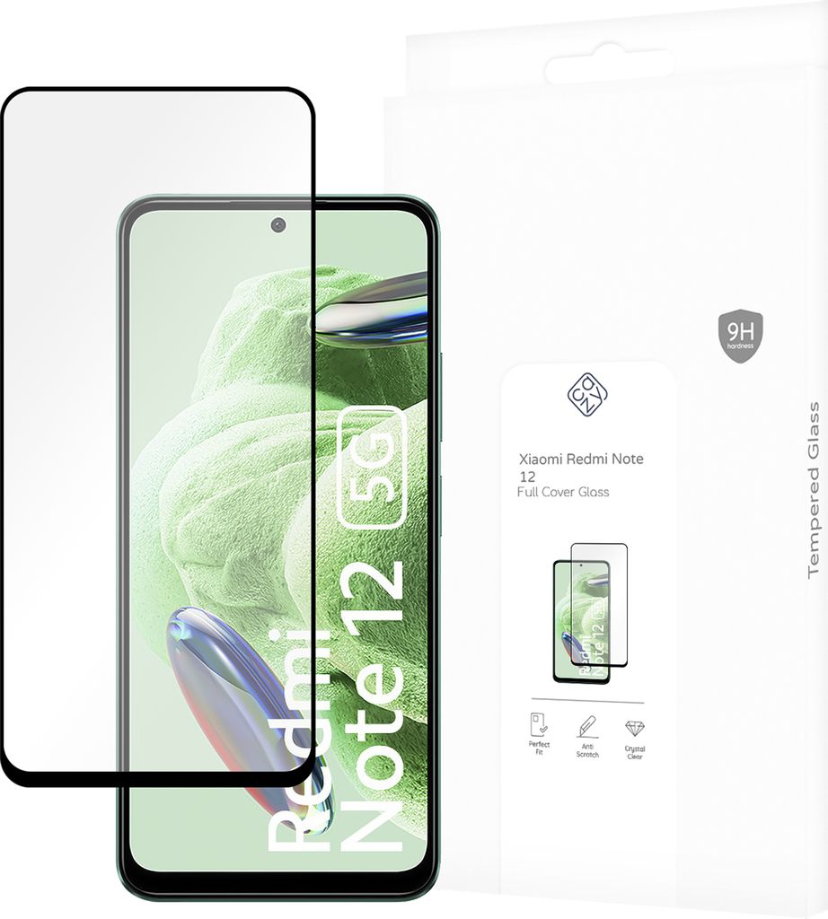 Schutzfolie Xiaomi Redmi Note 12 5G - Panzerglas - Cazy - Schwarz