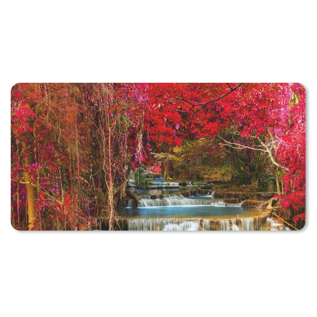 MuchoWow Mauspad Mousepad Wasserfall - Rosa - Bäume 60x30 cm - Mousepads - Maus Mat - Pad - Mausunterlage - Nachhaltig