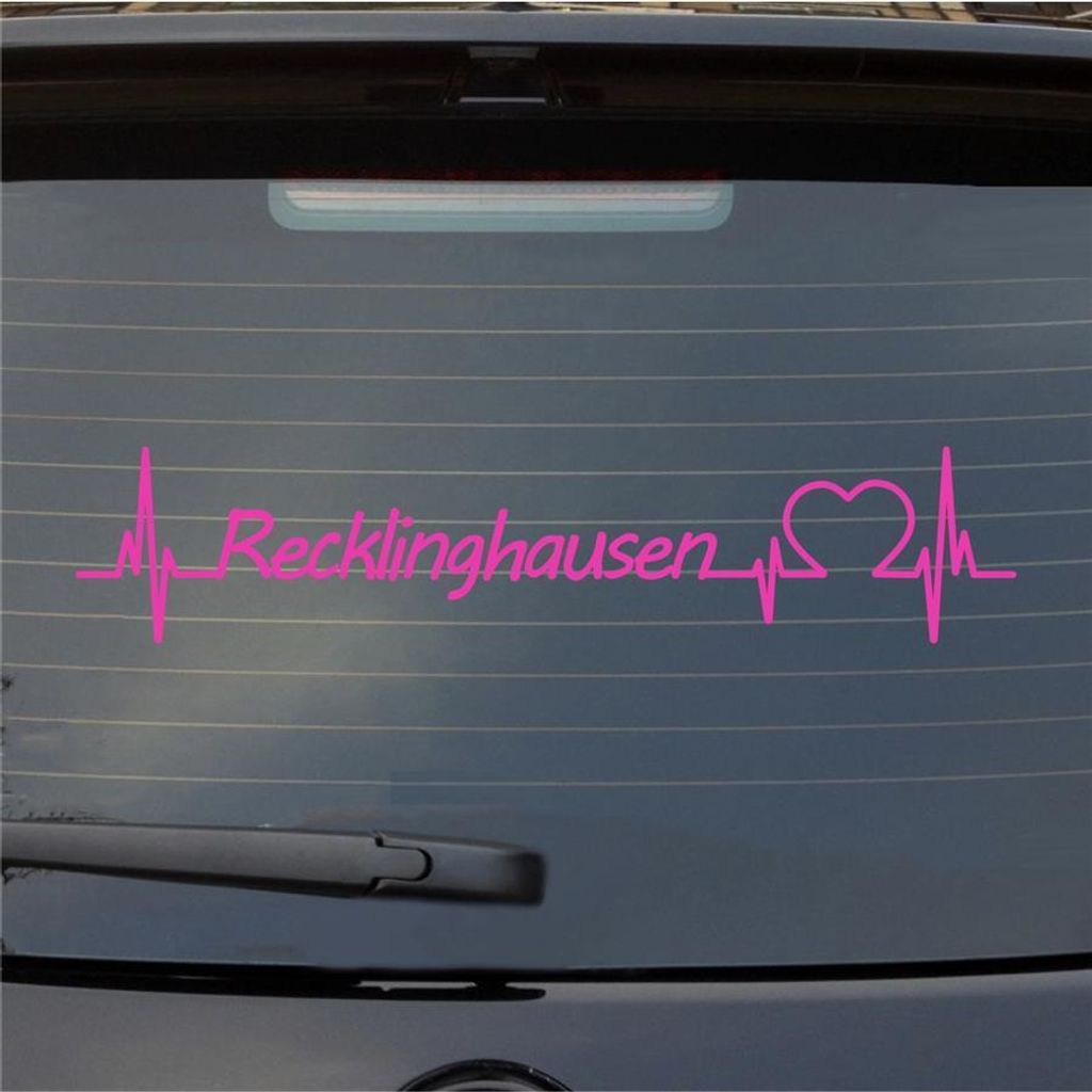 Heckscheibenaufkleber Recklinghausen Herzschlag Puls Stadt Liebe 55x11 cm Pink Auto Aufkleber Sticker