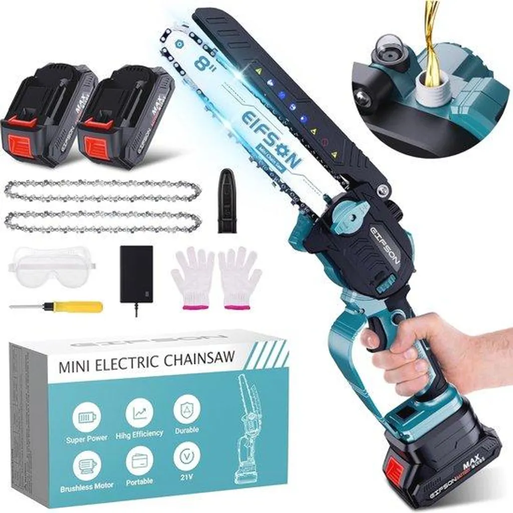 Mini tronçonneuse sans fil 1100W avec vitesse de chaîne de 28 m/s