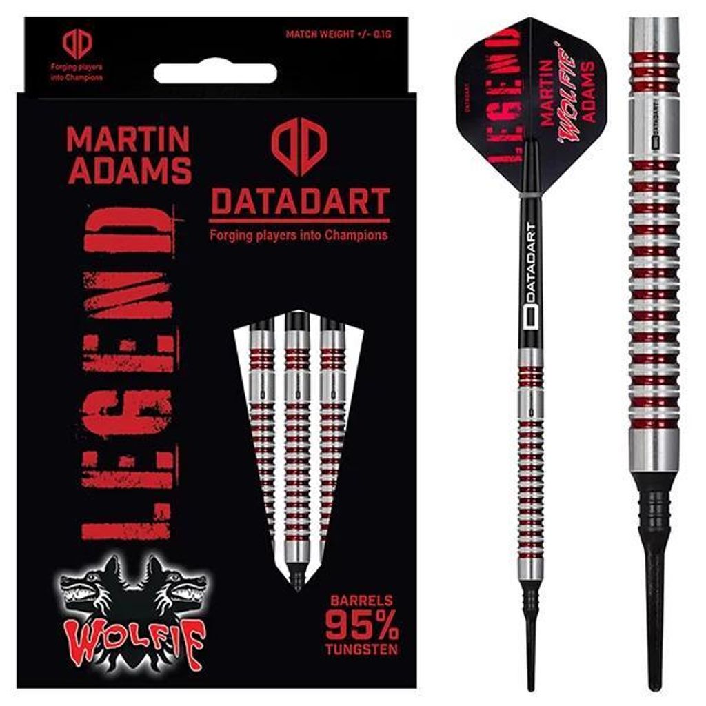 Datadart Martin Adams Legend Soft Tip Darts 95% Tungsten 21 g Grip-Level 2–3