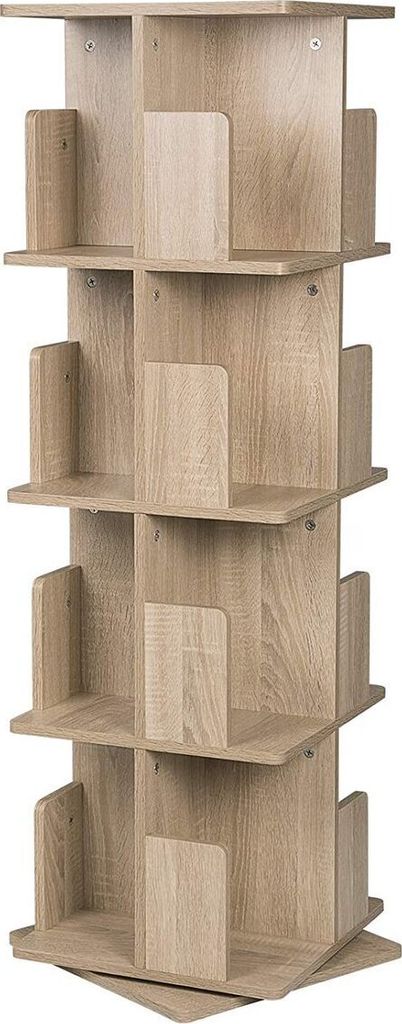 EUGAD 0009SHG Drehbares Bücherregal, Raumteiler, Standregal, Drehbares Regal, Büroregal, Dekoratives Regal, 360° frei drehbar mit 4 Ebenen, MDF ...