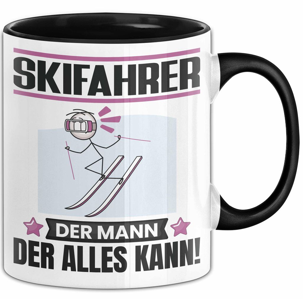 Skifahrer Tasse Geschenk für Skifahrer Der Mann Der Alles Kann Geschenkidee zum Geburtstag (Schwarz)