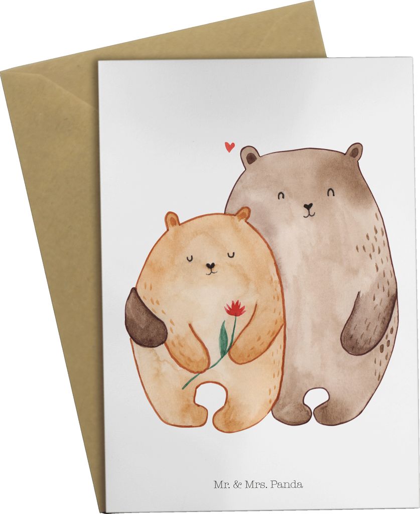 Mr. & Mrs. Panda Klappkarte Bären Liebe - Weiß - Geschenk, Freundin, Glückwunschkarte, Blume, glückwunschkarten, babykarte, Kuscheln, einladung...