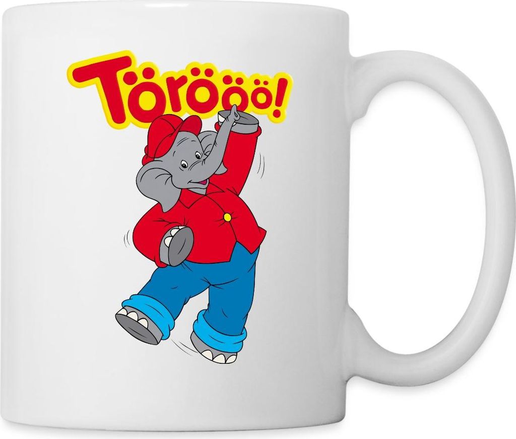 Spreadshirt Benjamin Blümchen Tanzend Törööö Tasse, One size, Weiß