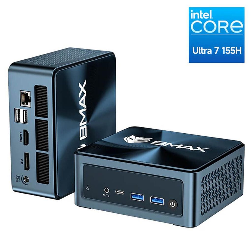 BMAX B11 Power Mini-PC Intel Core Ultra 7 155H 24GB LPDDR5 1TB NVMe SSD Intel Arc WiFi 6 2.5G LAN Triple 4K