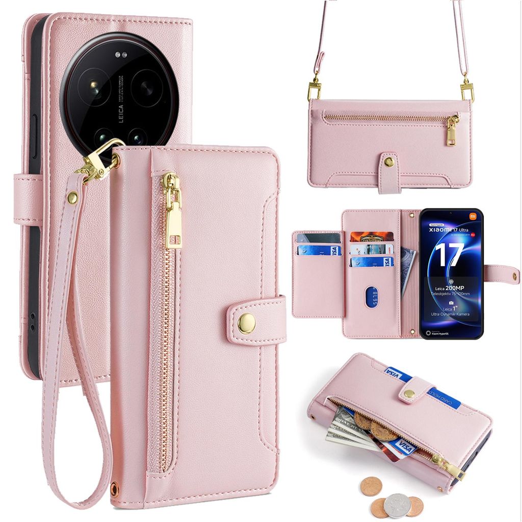 Handykette Kunstleder für Xiaomi 17 Ultra Rosa