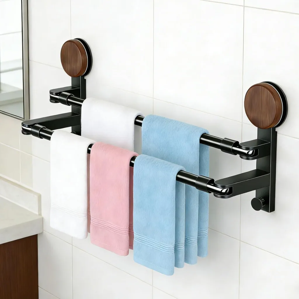 Barre de douche télescopique amovible avec ventouses puissantes