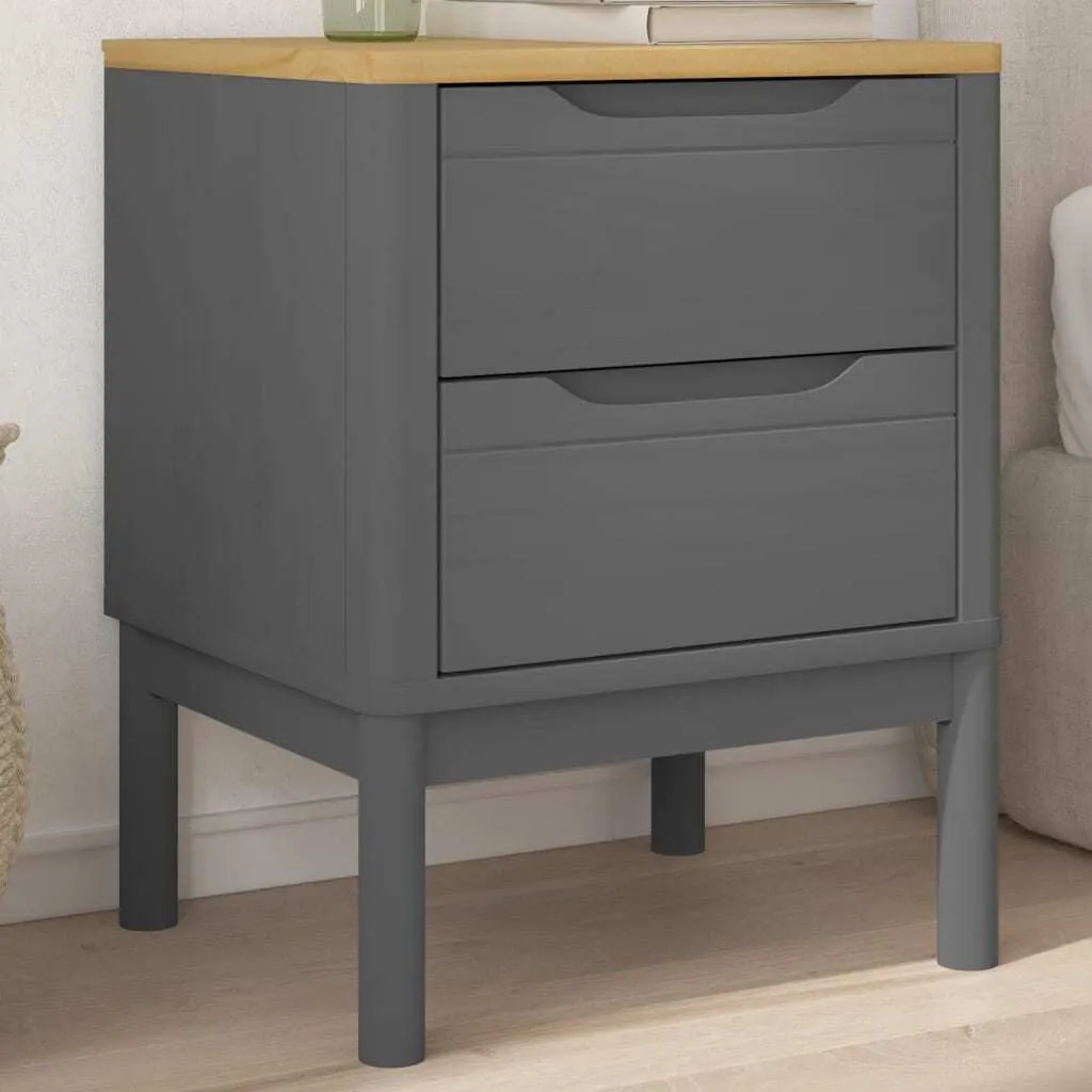 Table de Nuit Gain de Place Grise en Pin Massif pour Chambre Encombrée