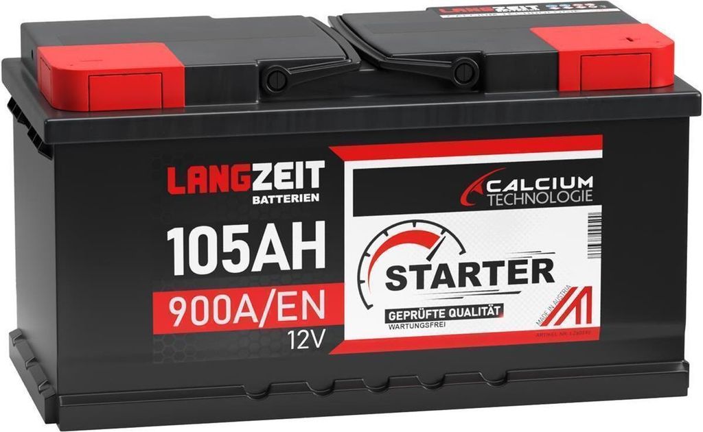 LANGZEIT Autobatterie 105AH 12V 900AEN Starterbatterie +30% Produktbild 